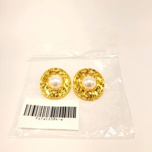 Fisher Sterling Pearl 14k Gold Plated Earings New